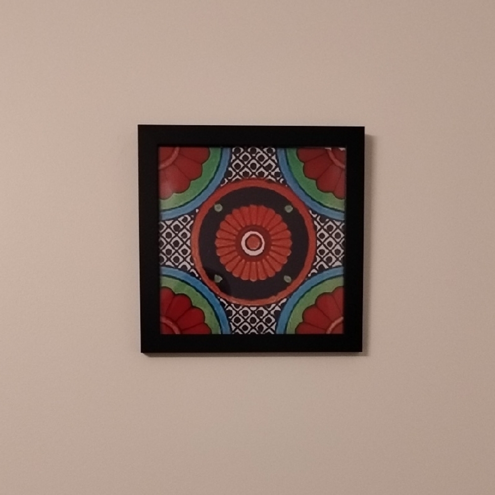 Colorful Geometric Wall Art in Black Frame - Picture 3 of 8